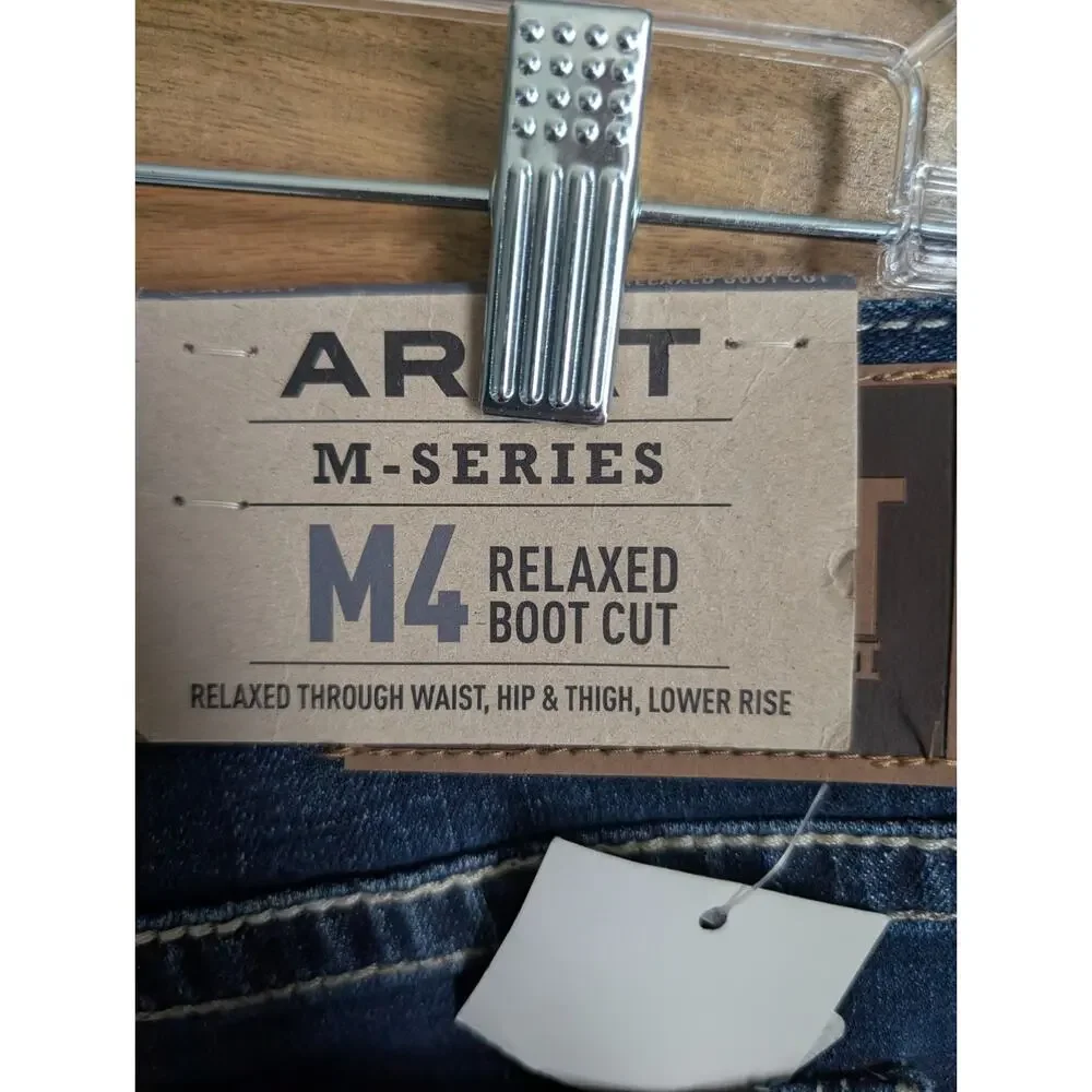 NWT Ariat M4 Jeans Mens 32x34 Blue Denim Stretch Relaxed Bootcut Leg 10021767